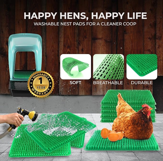 Nesting Boxes for Chicken Coop | Roll Away Hen House for Laying Eggs | Durable Plastic Chick Brooder Box with Perch & Pull Out Egg Tray for Poultry Farm | Chicken Coop Accessories (Pack of 10)