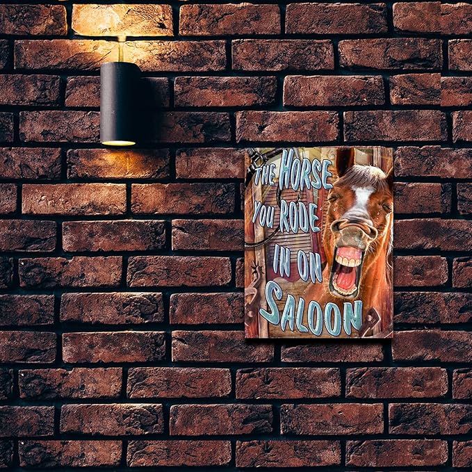 Desperate Enterprises The Horse You Rode In On Saloon Tin Sign - Nostalgic Vintage Metal Wall Décor - Made in USA
