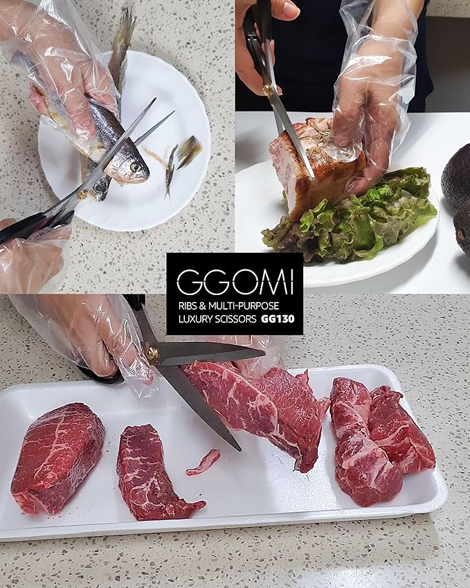 Korean Barbecue Kalbi Rib Meat Cutting Shears/Serrated 3T Blade/Quality Stainless Steel Scissors Large 10 1/4 Inches