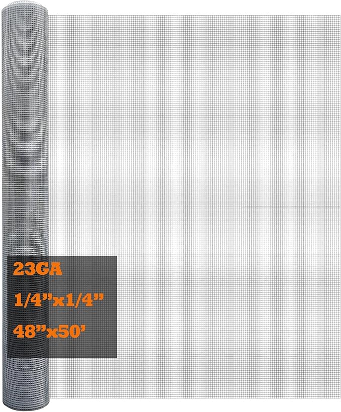 Galvanized After Welding Hardware Cloth 48 in x 50 ft - 1/4 x1/4 inch Mesh 23GA