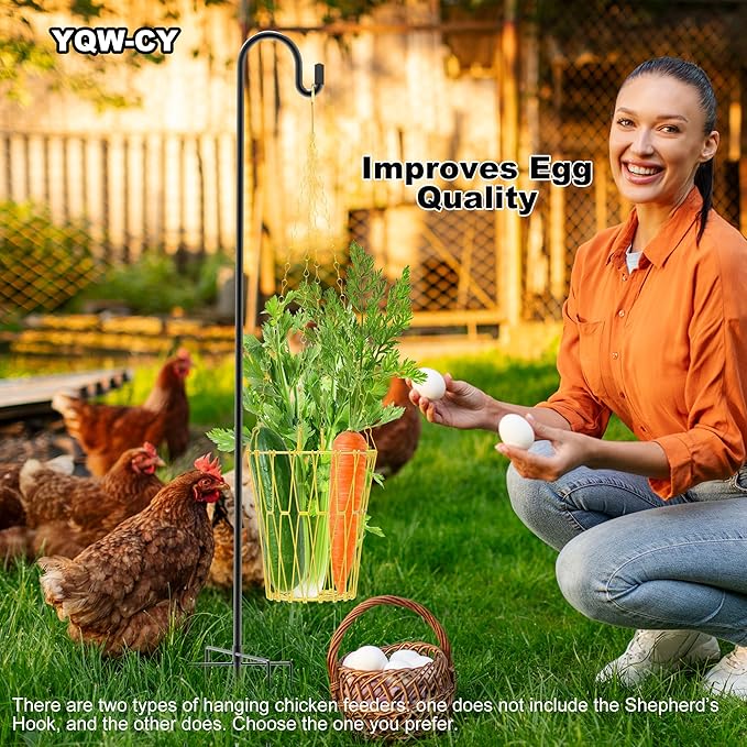Hanging Chicken Feeder, Foldable Chicken Vegetable Feeder, Golden Poultry Fruits Feeding Holder Basket with Hanging Chain, Veggie Treat Ball Toys Cage for Chicken Hen Coop Accessories