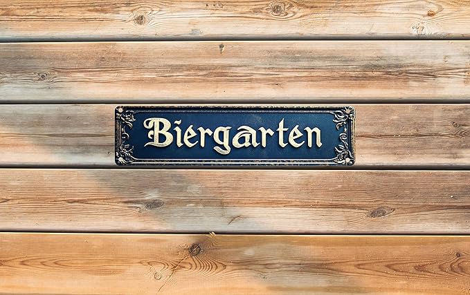 Vintage Tin Biergarten Sign Retro Metal Sign Suitable For Home Street Shop Garage Bar Farm Garden - Multi-Purpose Metal Sign For Indoor/Outdoor Use Plaque 4x16 Inch