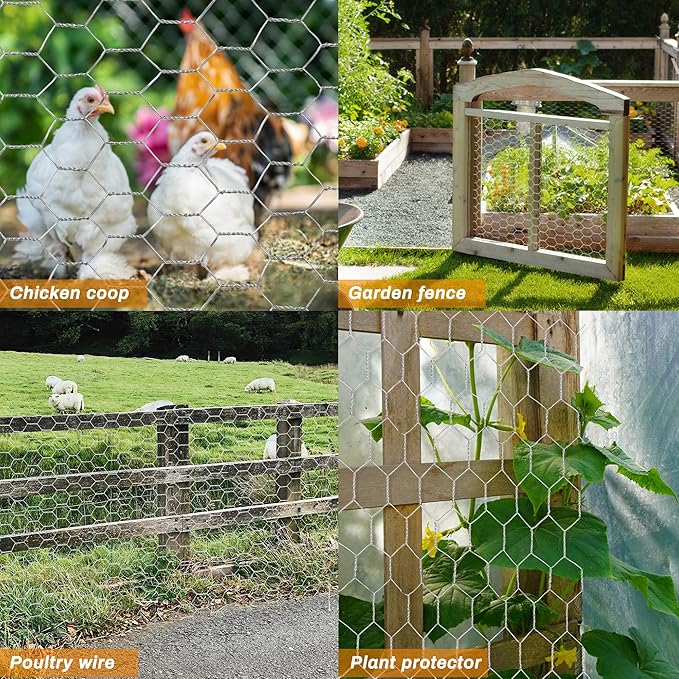 Sliver Chicken Wire 18 inch(H) x 100 ft(L), Anti-Rust Hexagonal Galvanized Metal Garden Netting for Floral Arrangements, Powder Coated Chicken Wire Coop for Crafts Plant Protector Pet Rabbits Fencing