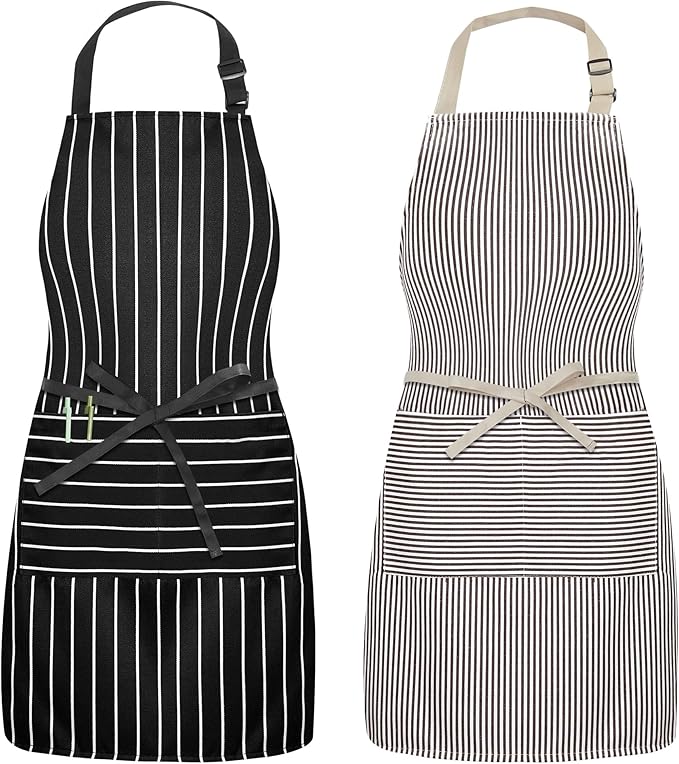 Syntus Adjustable Bib Apron with 2 Pockets Cooking Kitchen Aprons for Women Men Chef