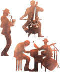 J-Fly Music Art Wall Decor Jazz Decoration Cowboy Metal Wall Art Rustic Indoor and Valentine Home Decor With Saxophone Cello Drum Kit And Piano,Brown