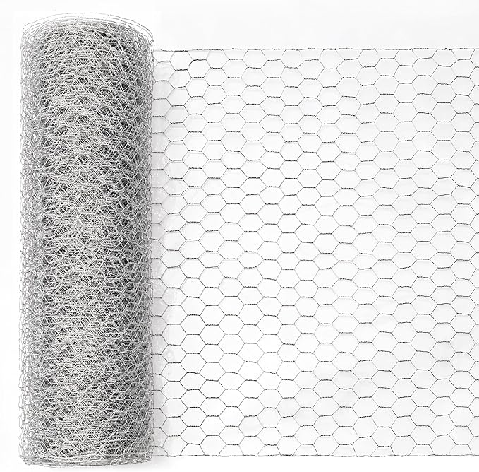 Sliver Chicken Wire 12 inch(H) x 100 ft(L), Anti-Rust Hexagonal Galvanized Metal Garden Netting for Floral Arrangements, Powder Coated Chicken Wire Coop for Crafts Plant Protector Pet Rabbits Fencing