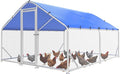Sino Luban Large Metal Chicken Coop Run for 20 Chickens/Ducks, Chicken Runs for Yard with Waterproof Cover, Chicken Enclosure Pen Outdoor, Walk-in Poultry Cage (Upgrade Corner Support Brace)