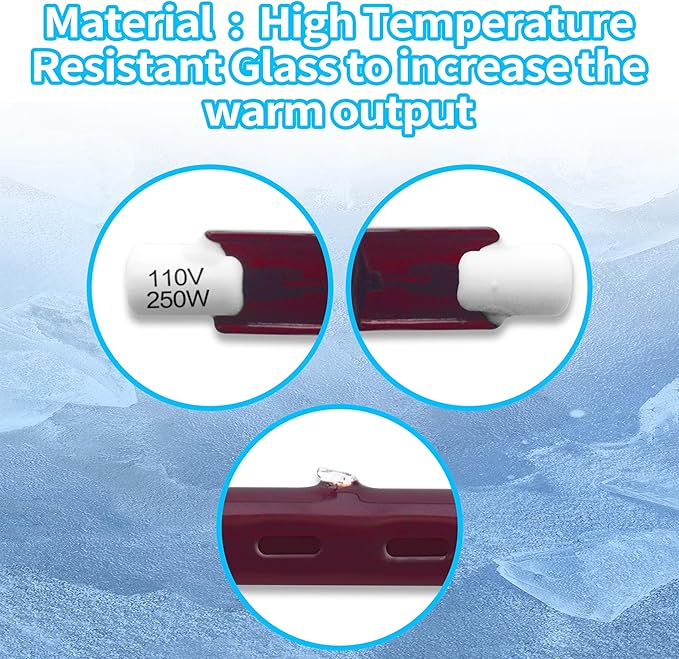 JUSONEY 250WBrooder Heater Replacement Bulb, 4000-5000 Hours Work, Brooder Heater for Chicks or Pets, Accessories