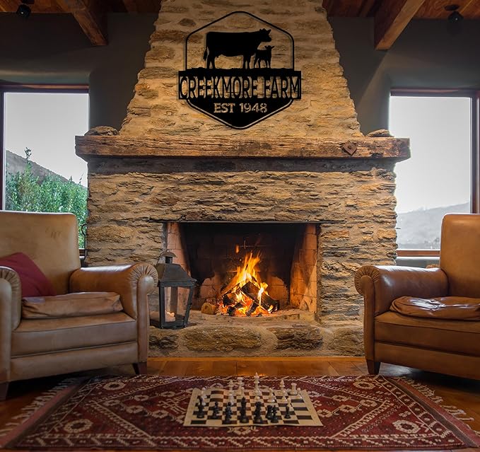Custom Metal Farm Name Sign, Farmhouse Decor, Personalized Cow Sign, Family Name Sign, Outdoor Wall Decor, Large Customize Decoration, Farm Entrance Sign, Ranch Gate Sign, Barn Sign, Gift for Farmer