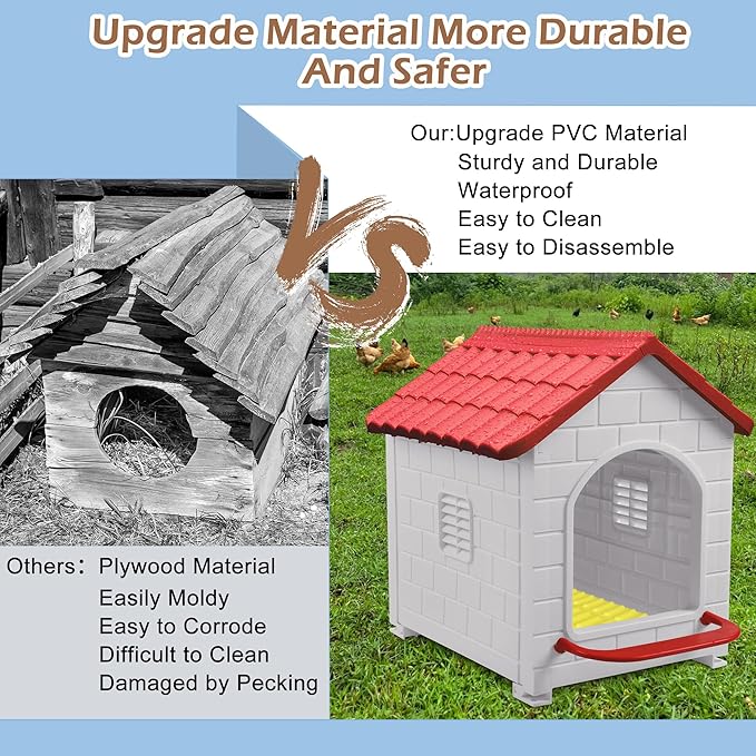 Nesting Boxes for Chicken, Plastic Single Compartment Chicken Nesting Box for Laying Eggs for Hens, Ducks and Poultry - Red