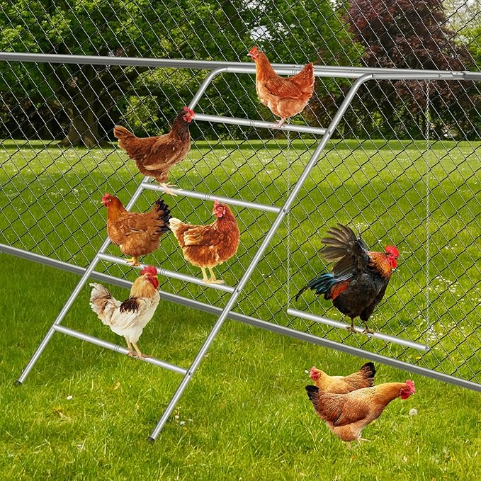 Chicken Perch for Coop with Swing,Chicken Roosting Bars with Large Ladder,Farm Chickens Toys,Perfect for Backyard Pet's Healthy & Happy,Easy to Assemble & Clean,Grey