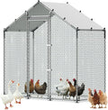 VEVOR Large Metal Chicken Coop,6.6 x 3.3 x 6.6 ft, Walk-in Chicken Run House with Waterproof Cover & Sturdy Frame, Spire Roof Poultry Cage Duck Pen for Rabbit Hen Goose Outdoor Backyard Farm Use