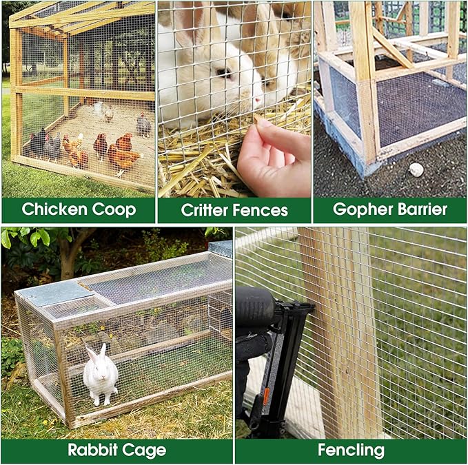 HOPERAN Hardware Cloth 1/2 Inch 48 x 50 ft - 19 Gauge Chicken Wire Fencing Mesh, Hot Dipped Galvanized After Welding, Wire Fence Rolls for Garden Fencing, Gopher Wire Rabbit Wire Poultry Netting