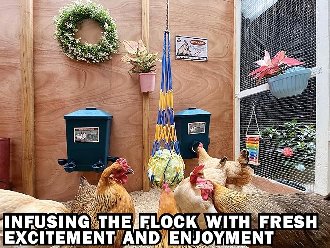 Automatic Port Chicken Feeder and Cup Waterer Set - Chicken Coop Accessories, No Waste Poultry Feeder, 3 Gallon/16 Pounds