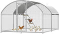 Chicken Coop with Roosting Perch, Large Metal Chicken Hen Run Poultry Cage with Water-Resident Cover for Rabbit Duck House Walk-in Chicken Pen for Yard, Dome Roof(10’ W x 13.2’ L x 6.4’ H)