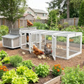 Outdoor Chicken Coop Wooden Hen House with Run for 2-4 Chickens Hens Coop for Backyard Weatherproof Roof, Nesting Box, Roosting Bar, Pull-Out Tray for Small Pets Rabbit (COOP84+RUN88)