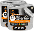 Heavy Duty Silver Poly Tarp 8' X 10' (2-Pack) - Multipurpose Protective Cover - Durable, Waterproof, Weather Proof, Rip and Tear Resistant - Extra Thick 12 Mil Polyethylene - by Xpose Safety