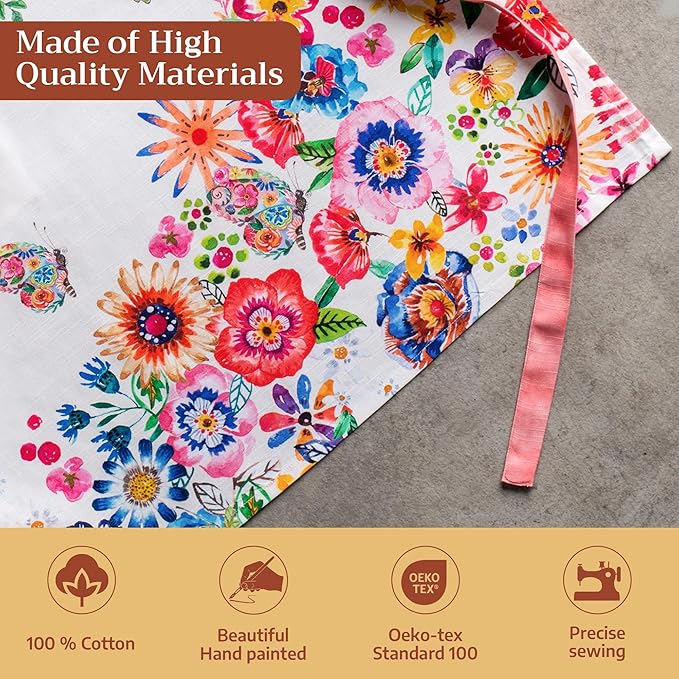 Maison d' Hermine 100% Cotton Apron for women with Pocket Kitchen Chef Apron for Men Cooking Easter Decorations