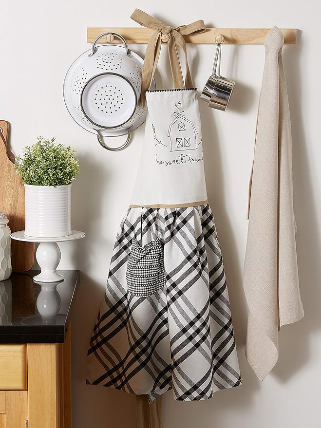 DII Home Sweet Farmhouse Kitchen Collection, Apron, Black