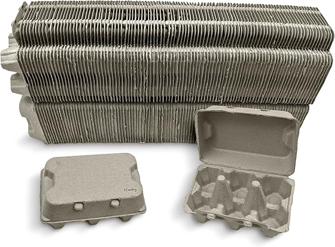 Henlay Half Dozen Duck Egg Cartons – Holds 6 Jumbo Eggs – Blank Top for Custom Labels – Eco-Friendly Paper Pulp – Ideal for Farm Fresh or Backyard Eggs - 100 Pack