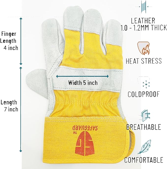 L&M Leather Work Welding Gloves Fire Heat Resistant Cowhide Cotton Lined,Mig,Tig,Stick Forge,BBQ Grill,Fireplace 11 Inch