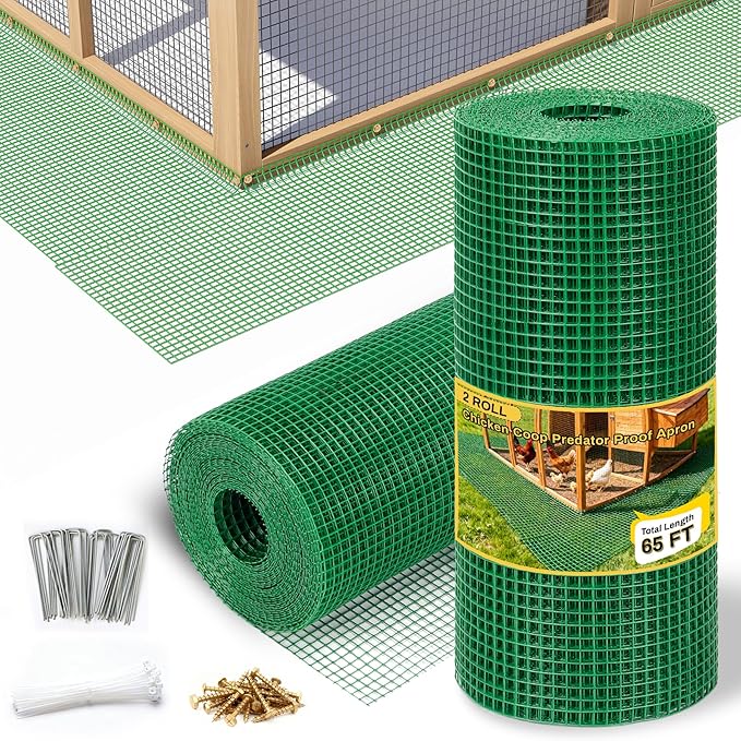Chicken Coop Predator Proof Wire Mesh, Poultry Bottom Barrier Netting, Anti-Digging Skirt Predator Apron, 11.6" x 65 Ft Total