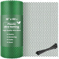 16IN x 50FT Plastic Chicken Wire Mesh, Chicken Wire for Floral Arrangements, Chicken Wire Mesh for Crafts with 100 Pcs Zip Ties, Mesh Fence for Dogs, Deers, Poultry