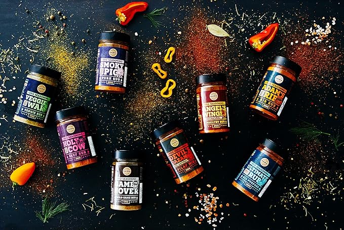 Burger's Heart BBQ Burger Rub - 100% Natural BBQ Seasoning - Classic Seasoning Mix For Extraordinary Tasting Burgers - Beef, Pork, Poultry, Veggie Patties - Large Jar (190g)