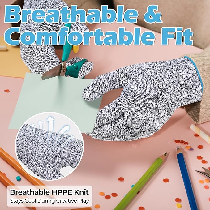 HANDLANDY Cut Resistant Gloves for Adult & Kids, Food Grade Anti-Cut Safety Gloves for Cooking Mandolin Meat Cutting Fishing