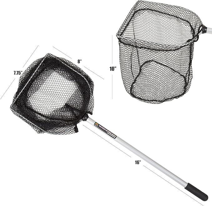 Fly Fishing Net with Handle - Soft Mesh Catch and Release Rubber Fly Fish Net with Lightweight Wood Frame and Safety Lanyard - Landing Bass and Trout Fishing Gear by Wakeman Outdoors