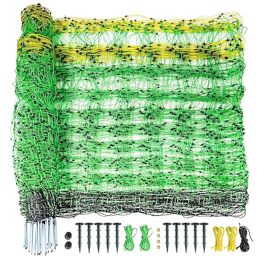 Electric Fence Netting - 42.5" H x 164' L, Portable Movable Livestock Nets Mesh for Goats, Sheep, Hogs, Dog, All-Purpose Electric Fencing for Backyards, Homesteaders, Farms Ranches, and Gardens