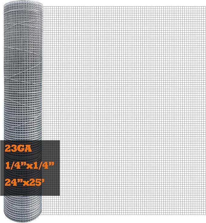 Galvanized After Welding Hardware Cloth 24 in x 25 ft - 1/4 x1/4 inch Mesh 23GA
