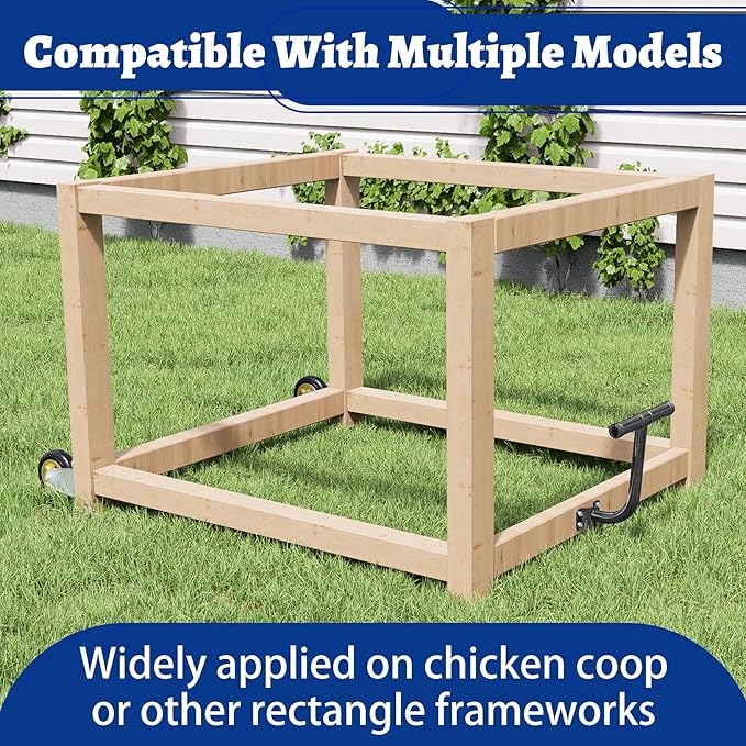 Mobile Chicken Coop Wheel Kit, Chicken Tractor Wheels and Lifting Handle, Chicken Cage Wheels for Portable Poultry Mobilization, Easy-Move Chicken Coop Accessories for Self Design