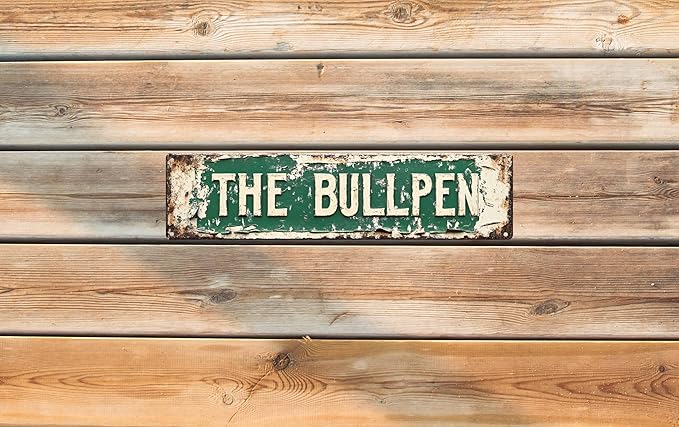 Vintage Tin The Bullpen Sign Retro Metal Sign Suitable For Home Street Shop Garage Bar Farm Garden - Multi-Purpose Metal Sign For Indoor/Outdoor Use Plaque 4x16 Inch