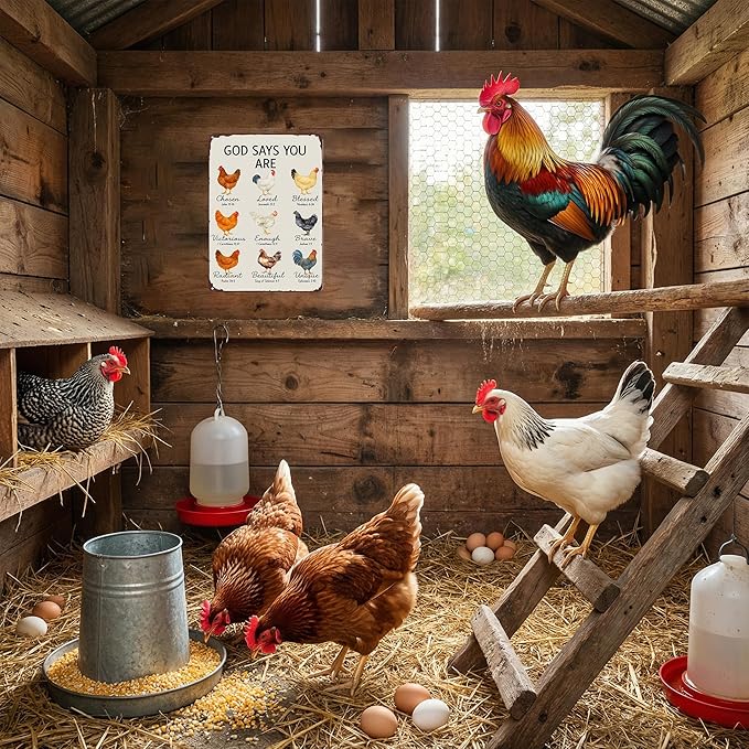 Funnysign Chicken Gifts God Says You Are Amazing Vintage Tin Sign for Chicken Coop Farm Kitchen Garden Yard Decor 8x12 inch (3912)
