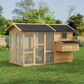 80" Large Wooden Chicken Coop Hen House Poultry Cage for Outdoor Backyard with 2 Doors, Nesting Box and Removable (Natural)