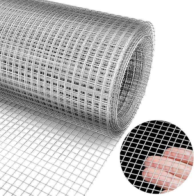 Hardware Cloth 20'' x 20' 1/4 in Galvanized Wire Mesh Roll (23 GA) Chicken Wire Fence Roll for Chicken Pen/coop Fences, Screen mesh, Rabbit/Snake Fences, Poultry enclosures, Handicraft Making, etc.
