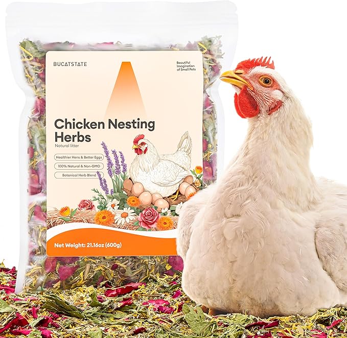 BUCATSTATE Chicken Nesting Herbs 21.1oz, Nesting Herbs for Chicken Coop with 10 Dried Floral Poultry Herbs, Nest Box Aromatic Refresher to Increase Egg Production