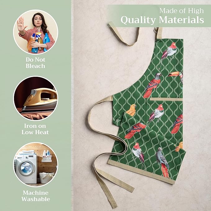 Maison d' Hermine 100% Cotton Apron for women with Pocket Kitchen Chef Apron for Men Cooking Easter Decorations