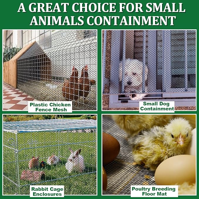 Plastic Wire Fence Mesh Roll, Sturdy Plastic Chicken Wire Mesh, Versatile Animal Fencing Barrier, Garden Netting Solution to Pet, Poultry, Dogs, Cats, Crafts and Gardening(Black, 15.7INx39FT)