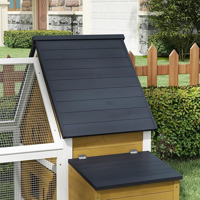 PawHut 65" Chicken Coop Wooden with Detachable Run, Outdoor Chicken House Poultry Cage Hen with Nesting Box, Removable Tray, Roosting Bars, Ramp, for Garden Backyard, Natural
