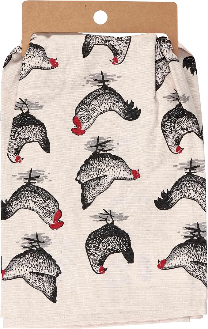 Primitives by Kathy Decorative Kitchen Towel, Welcome to Our Coop with Chicken Design, Homestead Style, Fun Design
