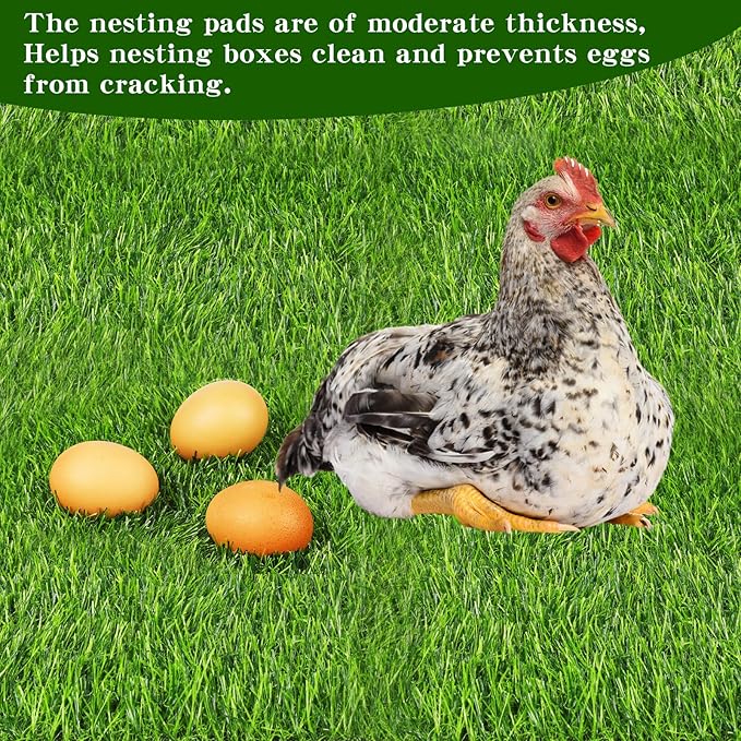 Chicken Nesting Pads Set 12×12"-Washable Artificial Grass Nesting Pads-for Chickens Coopsfor Chicken Coop and Pet Garden Lawn Indoor Outdoor (6 Pack)