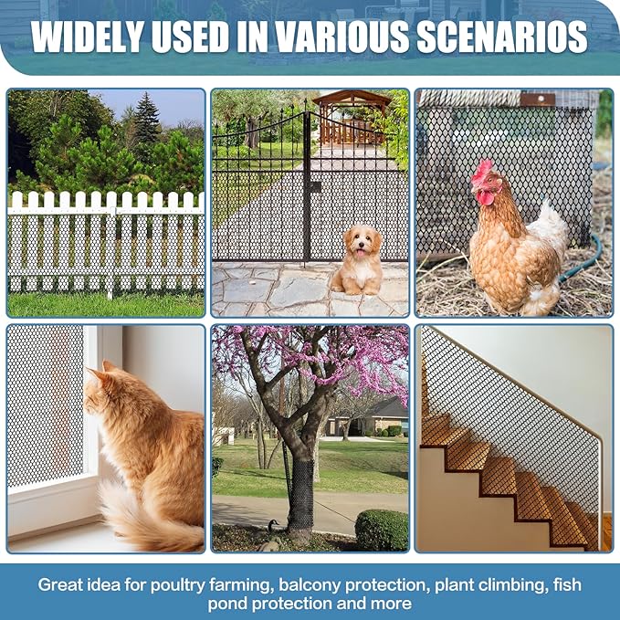Plastic Pet & Garden Fence - Black 15.7in X 50ft Roll Multi-Use Decorative Chicken Wire Fencing for Poultry, Gardening & Animal Barriers