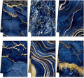 Boyiee 6 Pcs Marble Hand Towels Blue and Gold Towels Navy Blue Kitchen Towel Modern Gifts Absorbent Soft Decorative Dish Cloths Tea Towel Set Kitchen Decor Ocean Gift for Holiday Farmhouse Bathroom