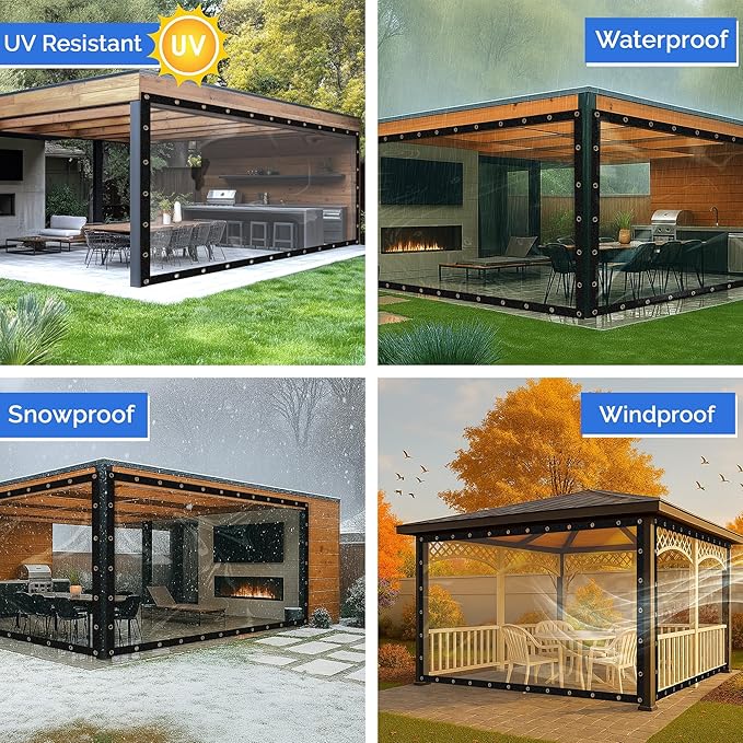 Covers & All Heavy Duty Clear Vinyl Tarp – 20 Mil Waterproof Clear Tarp with Grommets for Patio, Porch, Gazebo, Greenhouse & Chicken Coop (20 x 30 ft)