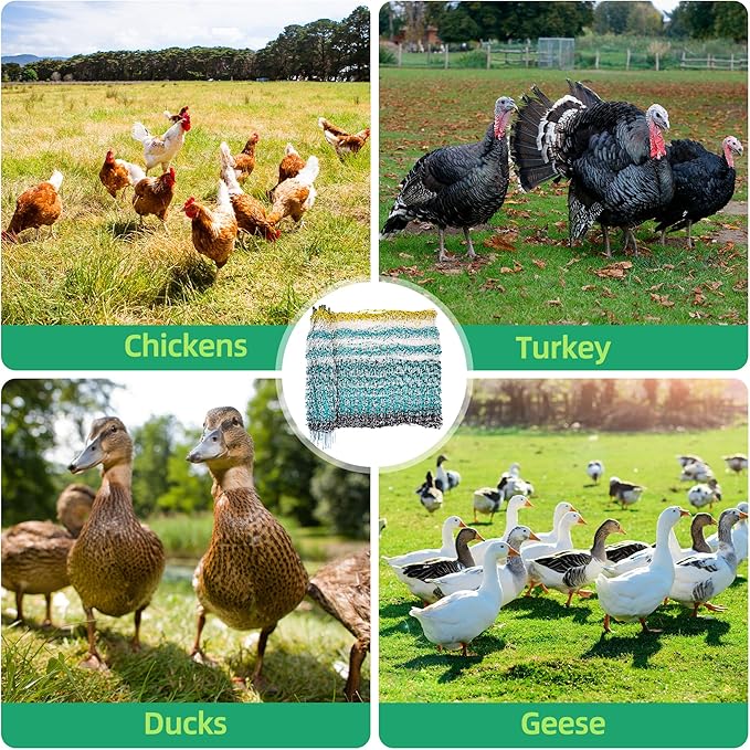 Poultry Netting Electric Fence - 41.5" H x 164' L, Portable Livestock Nets Mesh for Chickens, Ducks, Geese, Turkey, Electric Fencing for Backyards, Homesteaders, Farms, Ranches, Gardens