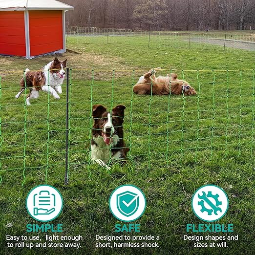 Electric Fence Netting - 35.4" H x 164' L, Portable Movable Livestock Nets Mesh for Goats, Sheep, Hogs, Dog, All-Purpose Electric Fencing for Backyards, Homesteaders, Farms Ranches, and Gardens