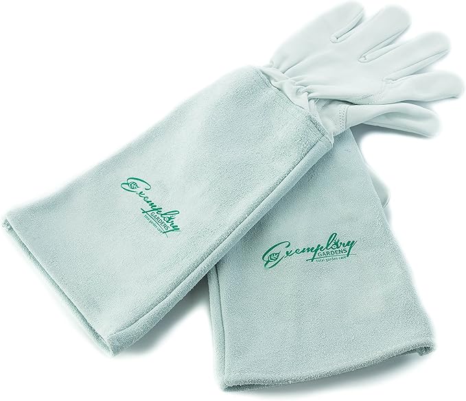 Rose Pruning Gloves for Men and Women - Thorn Proof Goatskin Leather Gardening Gloves with Gauntlet (Medium，Natural)