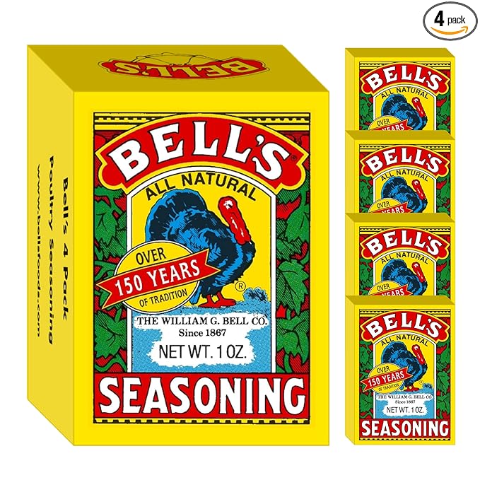 Bell's All Natural Seasoning – 1 oz Box – Classic Salt-Free Poultry Blend – Gluten-Free, Kosher, Non-GMO (Pack of 4)